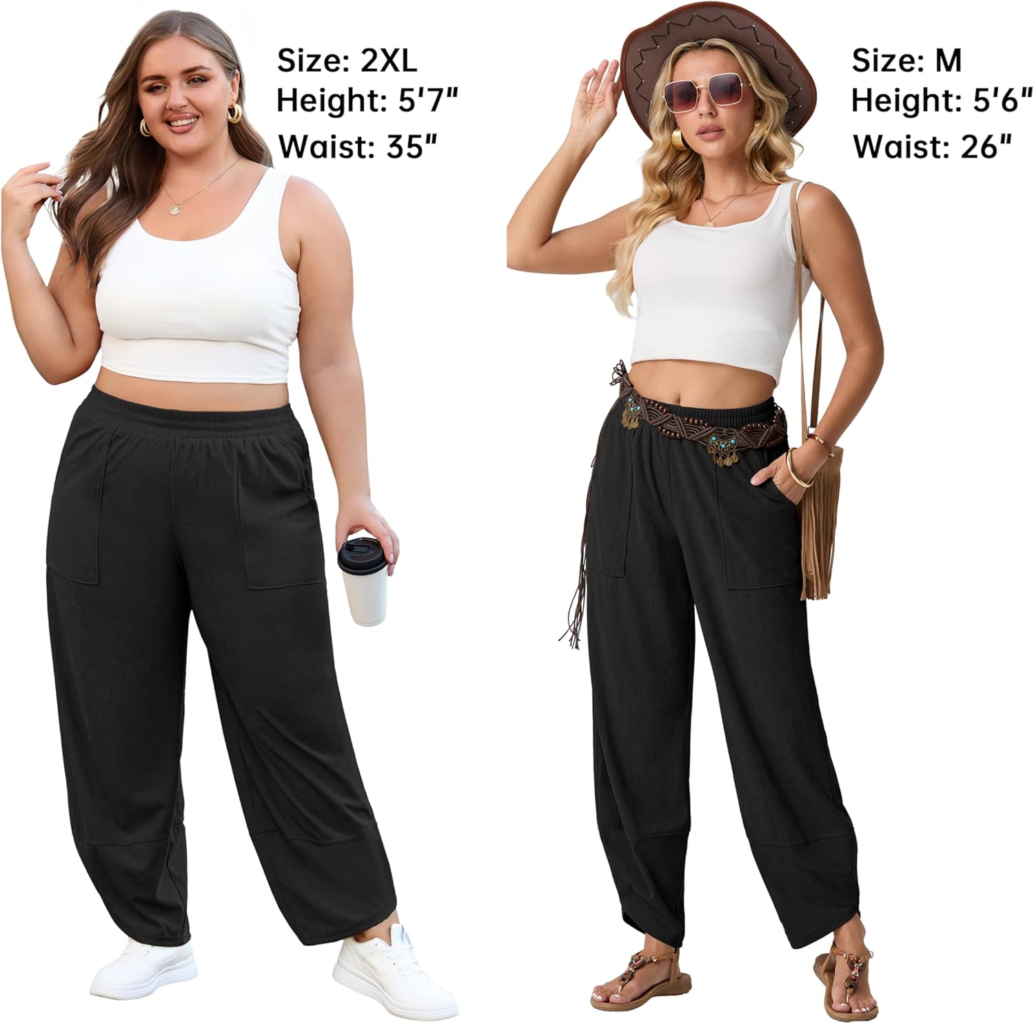 Womens Wide Leg Harem Pants Palazzo Boho Casual Loose Elastic Waist 2025 Travel Vacation Outfits with Pockets - Image 3