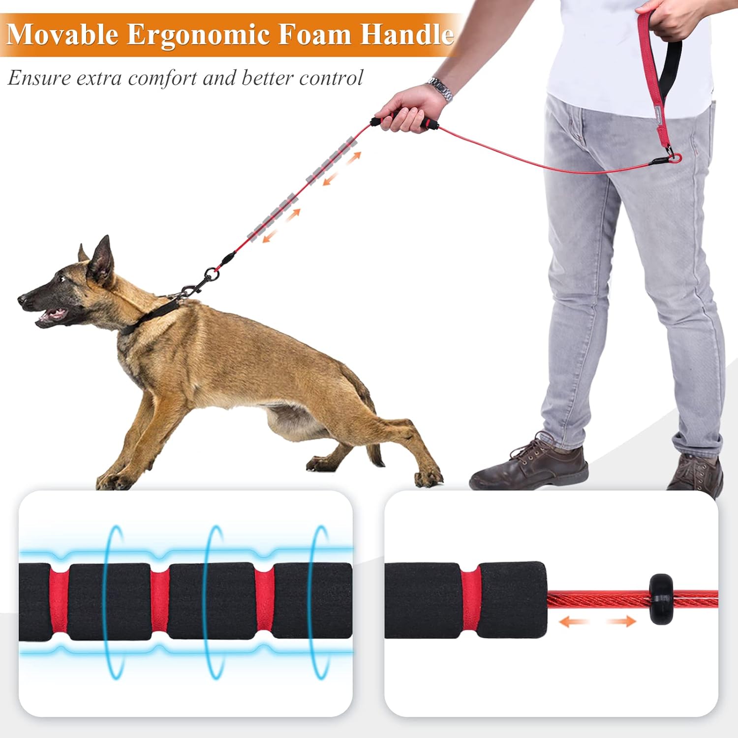 182CM Chew Proof Dog Lead with Soft Foam and Reflective Padded Handle