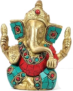 ASHIRWAD Brass Lord Ganesha Idol Statue for Home Hindu God Ganpati Bappa Vinayaka Murti (Ganesh-01)