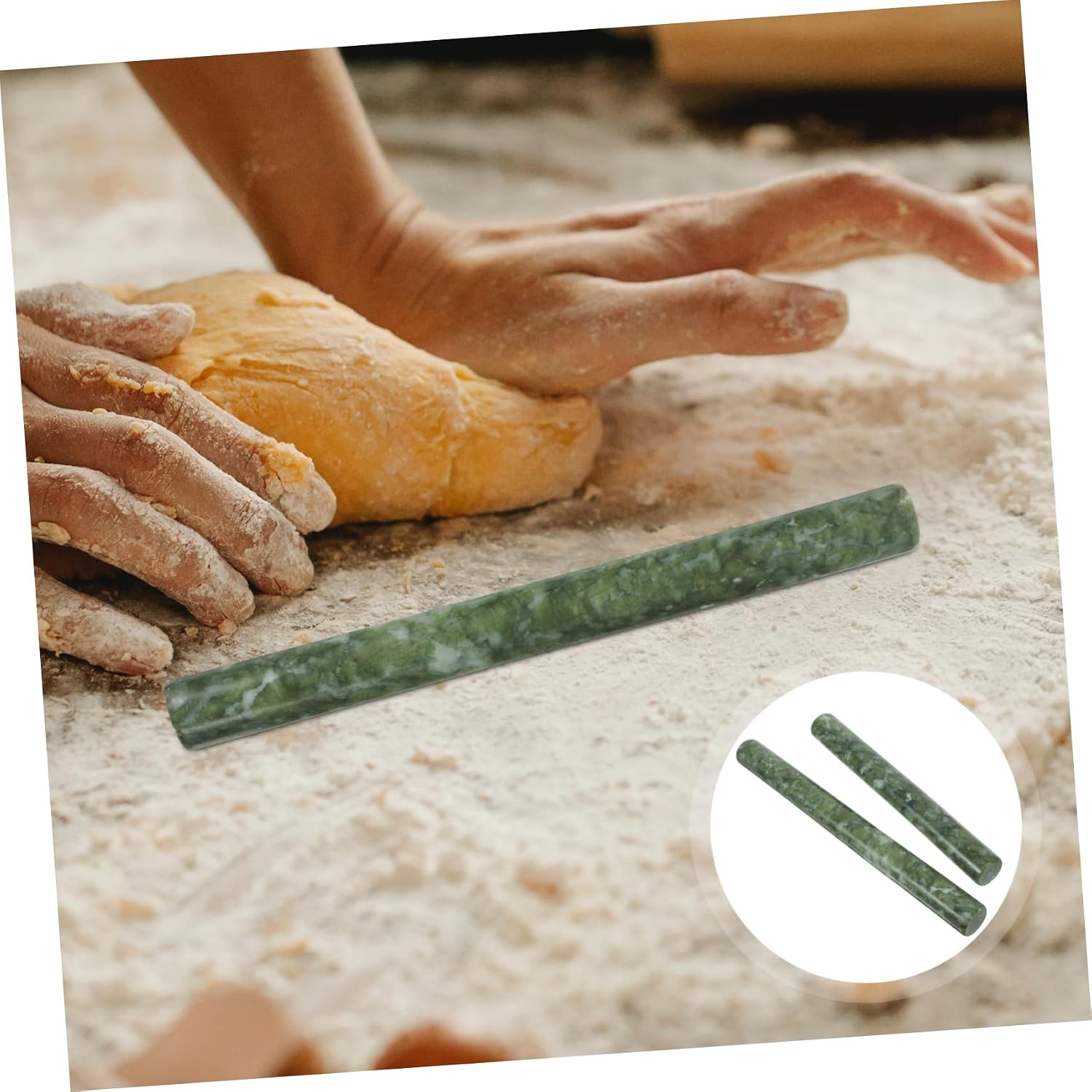 2pcs Rolling Pin Bread Roller Dough Flattener Marble Dough Roller Baker Roller Pastry Roller Pizza Dough Roller Rollers Dough Roller Pin Dumpling Jade French