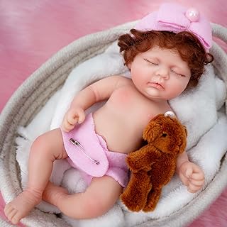 Mire & Mire 7" Miniature Reborn Baby Dolls Silicone Full Body Baby Soft Skin Mini Realistic Newborn Baby Dolls Real Life Tiny Baby Doll with Feeding Accessories for Kids 3+