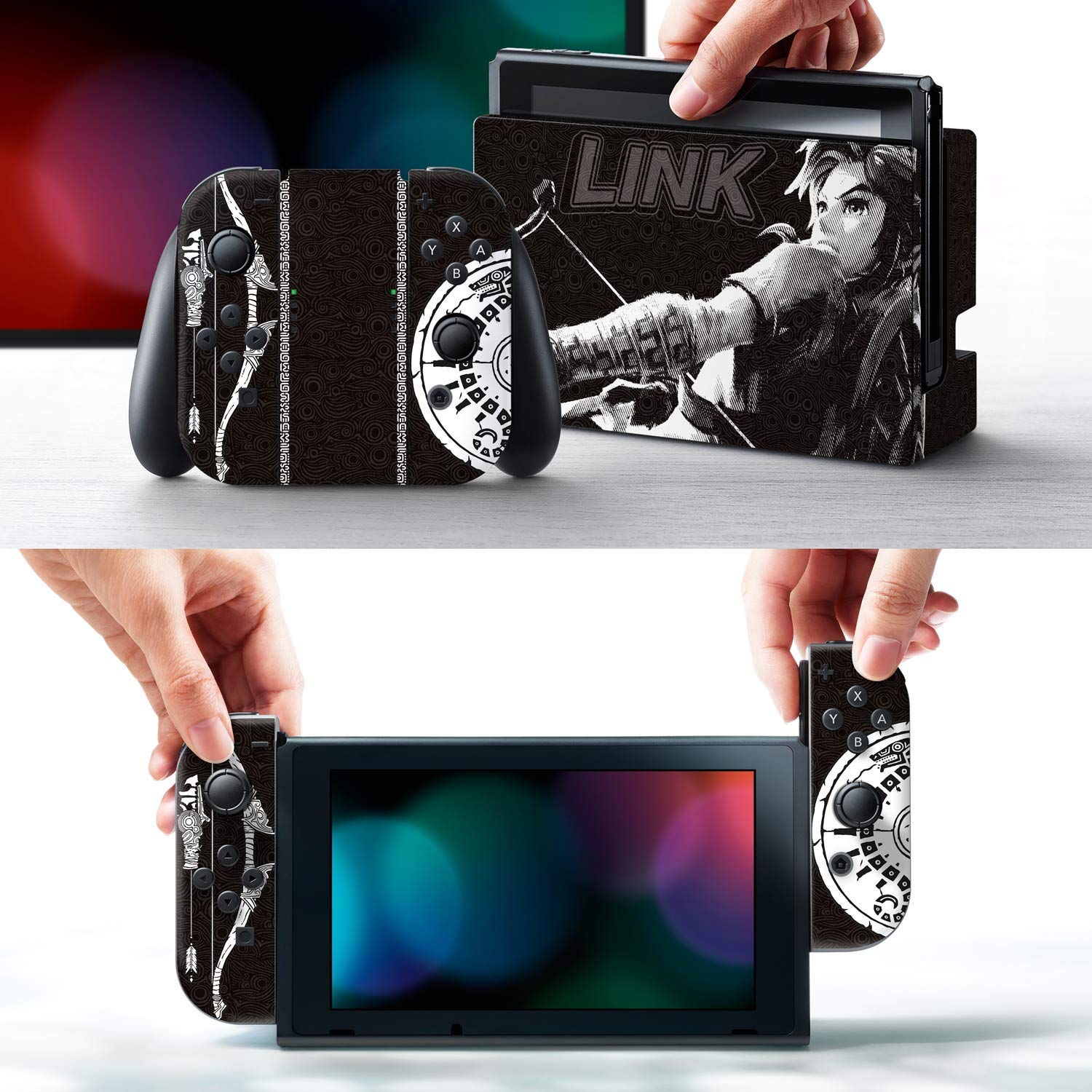 Controller Gear Officially Licensed Nintendo Switch Skin & Screen Protector Set - The Legend of Zelda: Breath of The Wild - "Link Half Tone" - Nintendo Switch : Video Games