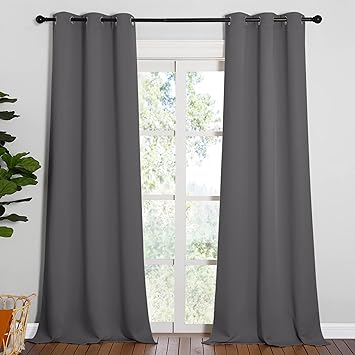 NICETOWN Thermal Insulated Blackout Curtains - Grommet Top Window Treatment Drapes for Hall 2 Panels, W42 x L90 inches, Grey