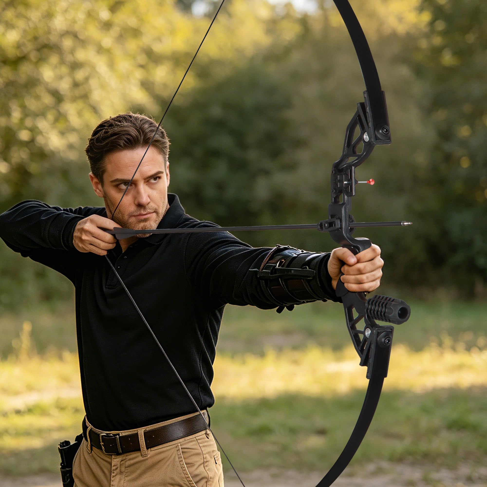 51" Archery Takedown Recurvebogen und Pfeil-Set für Erwachsene, 40lb Langbögen für die Jagd für Erwachsene und Anfänger mit 12 Pfeilen (Schwarz)