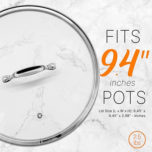 Miniatura 3 de NutriChef Tapa de olla de cocina para utensilios de cocina, tapas de vidrio templado transparente, funciona con el modelo NCSP8, resistente a las