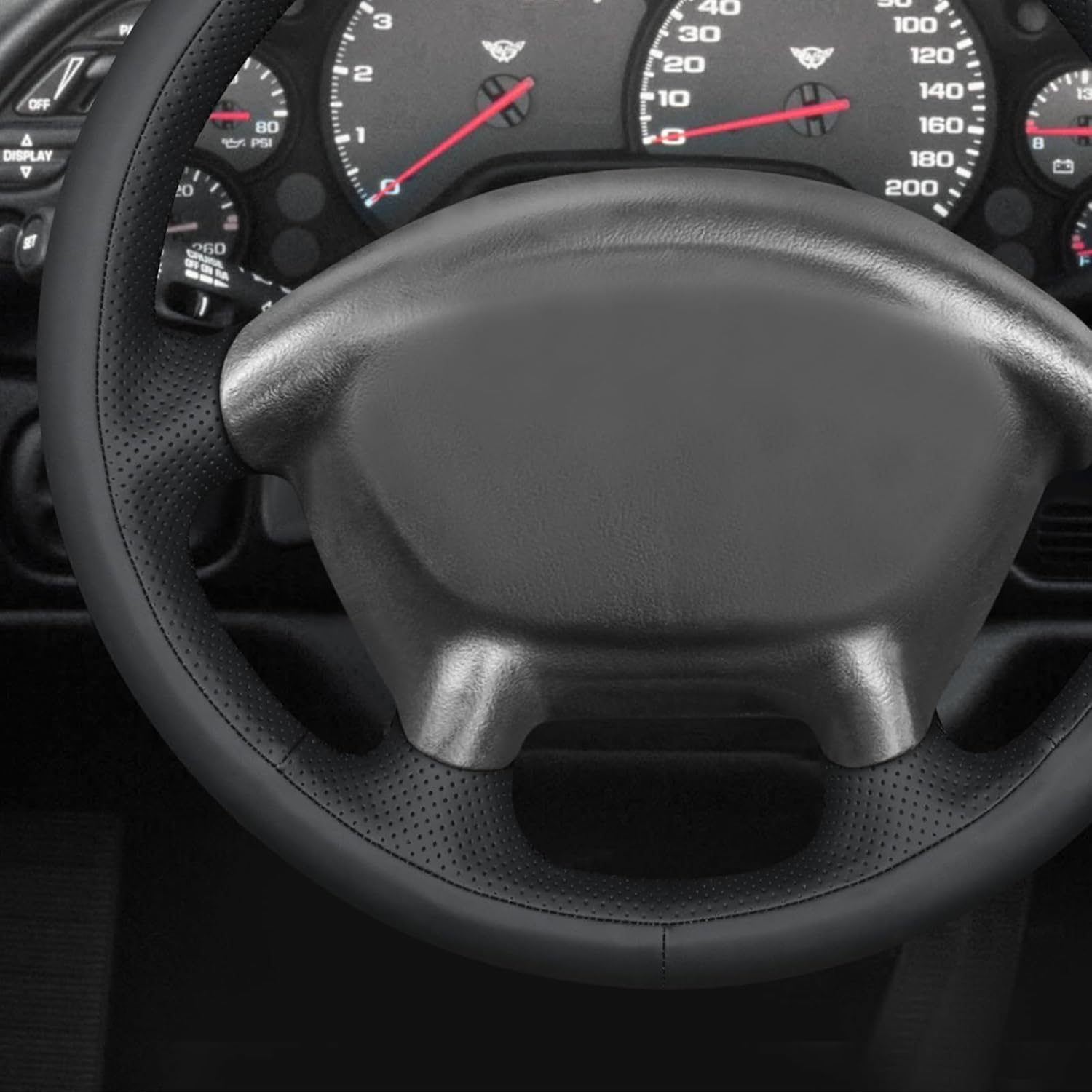 MEWANT Hand Sewn 3D Style Steering Wheel Cover Wrap for Chevrolet (Chevy) Corvette C5 1997-2004 Steering Wheel Accessories for Chevrolet (Chevy) Corvette C5