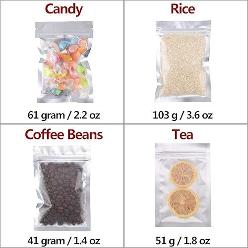 Miniatura 37 de Bolsas de papel de aluminio con cierre hermético resellable, antiolores, 100 unidades, para regalos de fiestas y almacenar comida. Negro -,Negro