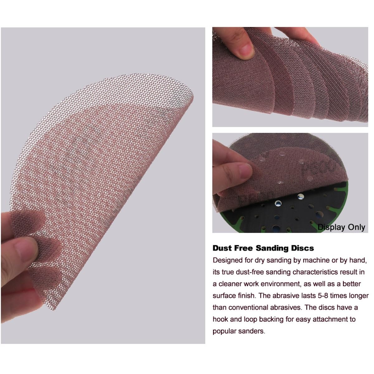 Bezpyłowe tarcze szlifierskie o średnicy 6 cali – papier ścierny z haczykiem i pętelką 150 mm, 20 szt.,(320grit)