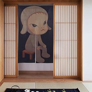 のれん 奈良美智 アニメ 目隠し 間仕切り おしゃれ 遮光 ロング 暖簾 洗濯可 インテリア 玄関 キッチン 洗面所 リビング 飲食店 出入り口 トイレ 幅86cm×丈143cm