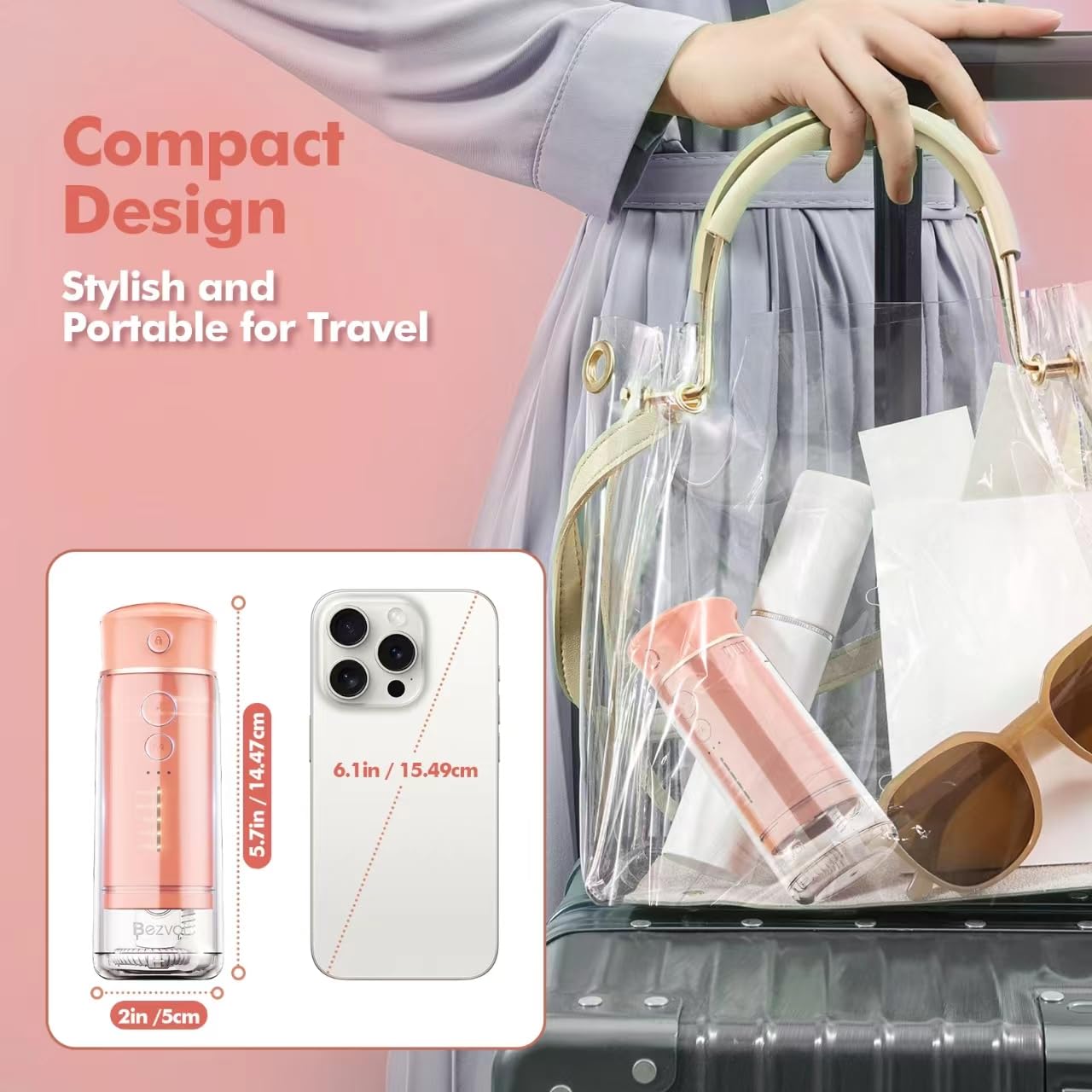 Water Flosser Cordless Travel, Mini Oral Irrigator with Telescopic Water Tank, 5 Modes, 6 Jet Tips - Image 4