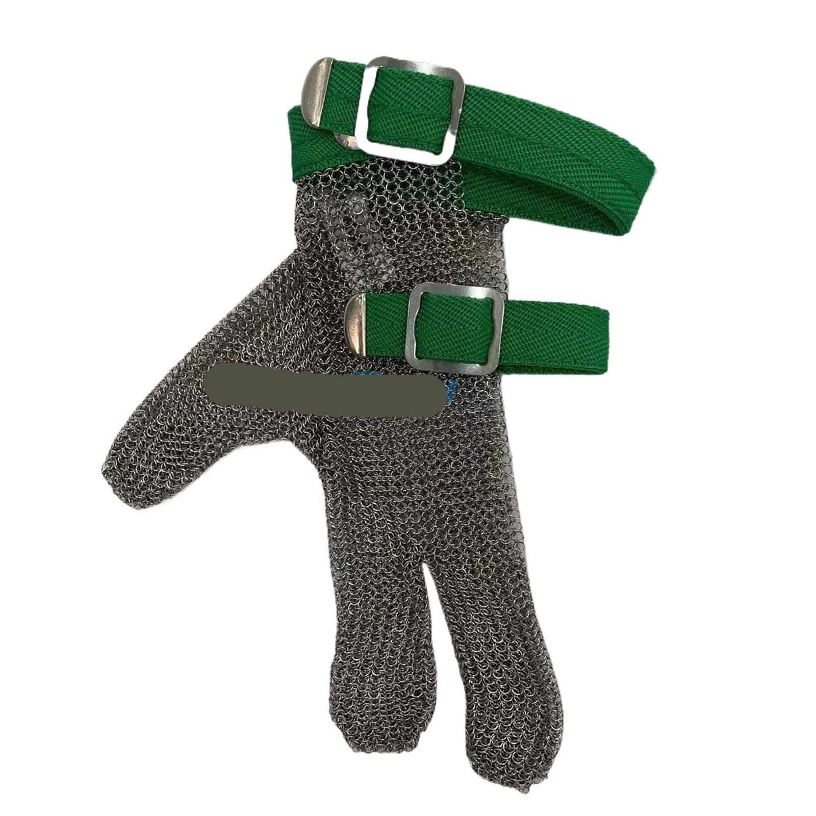 Genérico Guantes de seguridad de media mano de 3 dedos - Guantes de trabajo anticorte con malla de alambre de acero inoxidable