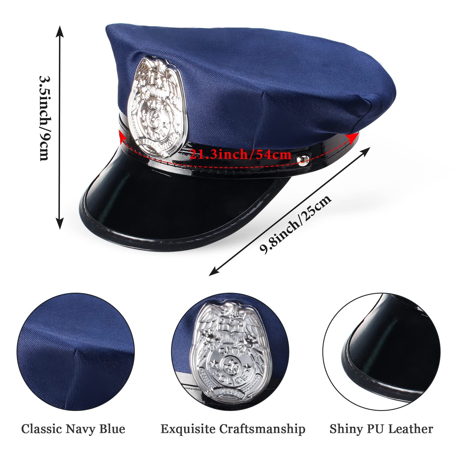 Disfraz de oficial de policía para niños, 6 piezas, juego de accesorios de policía, incluye sombrero, chaleco, lentes de sol, soporte para insignia, esposas, walkie talkie (juego C) 2