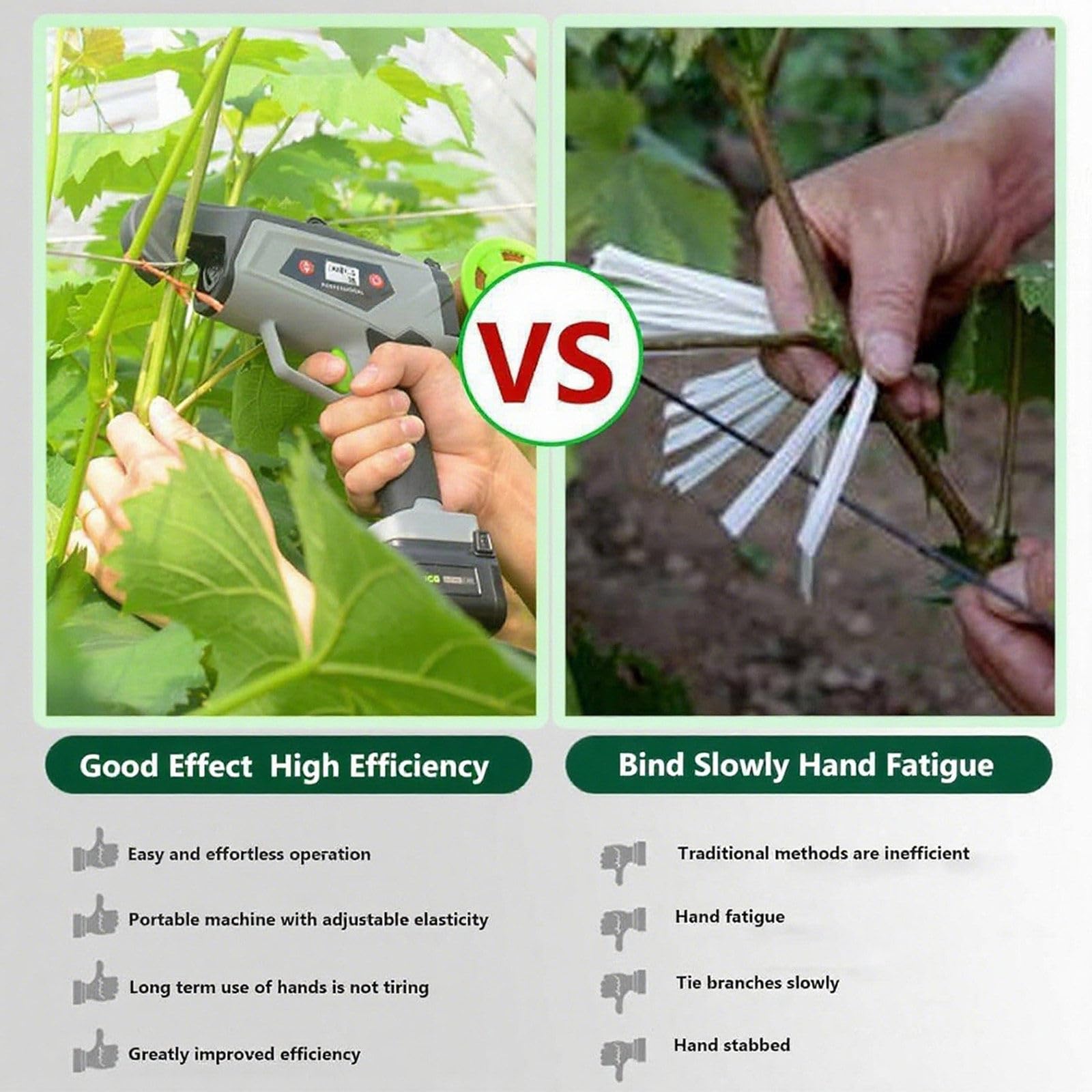 Atadora eléctrica para Plantas, atadora para viñedos, Pantalla Digital, diámetro de Atado de 25 mm, Juego de atadora de Ramas Comercial para Uvas, Tomates y Verduras