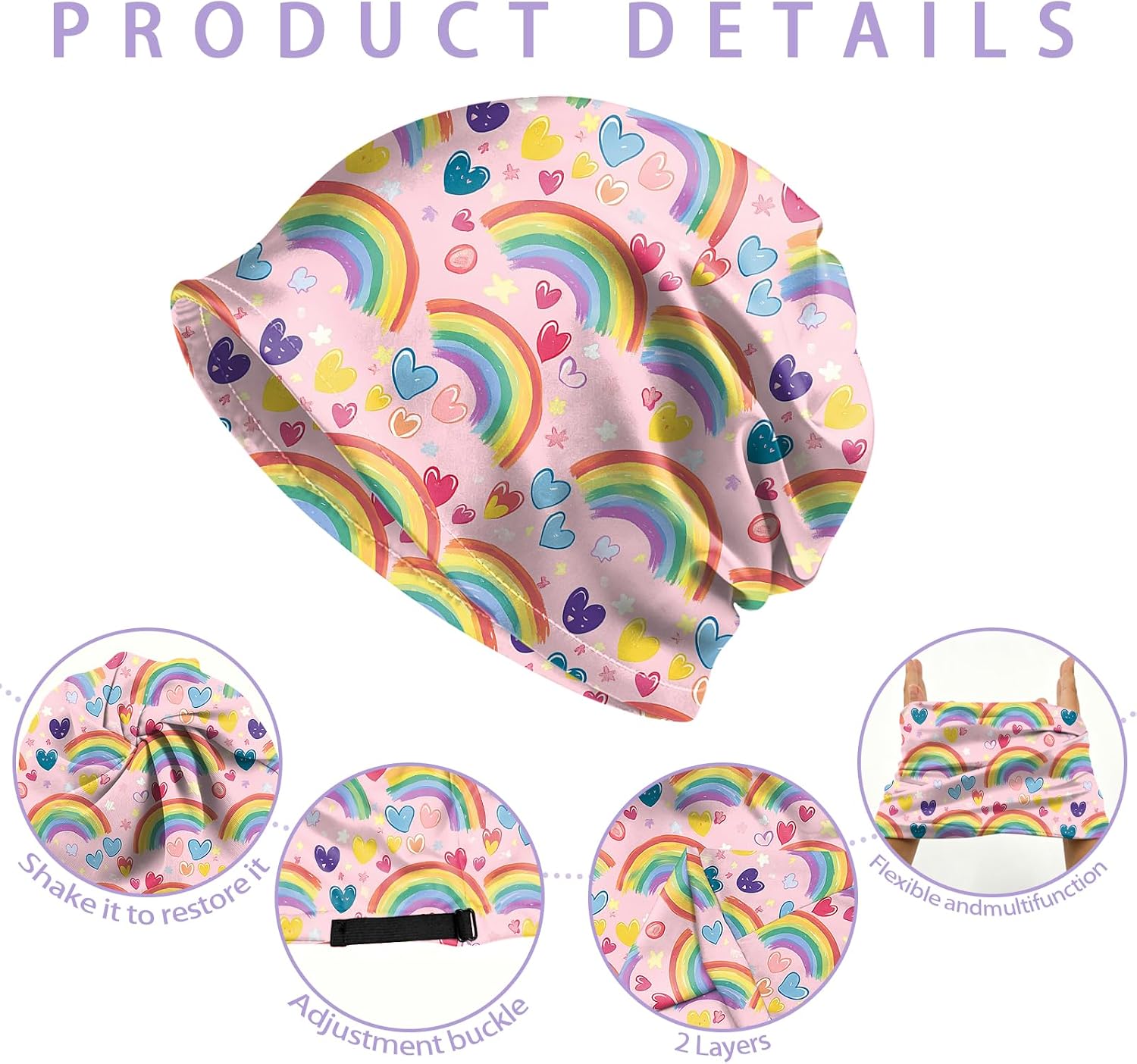 Chemo Caps Adjustable Slouchy Beanie Hat Stretch Cancer Head Elastic Wraps Turban Sleep Headwear for Women Girls Men