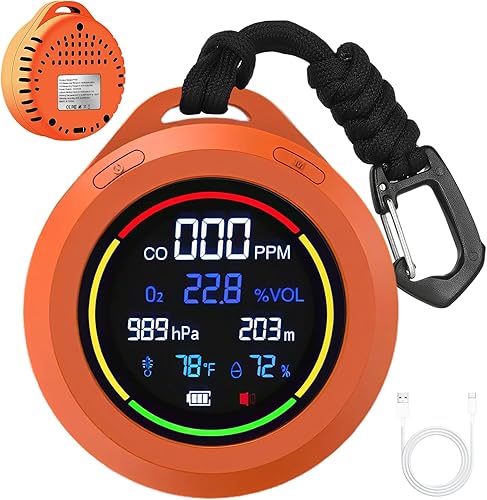 Miniatura 9 de Detector de monóxido de carbono portátil, detector de monóxido de co co recargable 3 en 1 con Fahrenheit (°F/℃) y humedad, co-detector para viajes,
