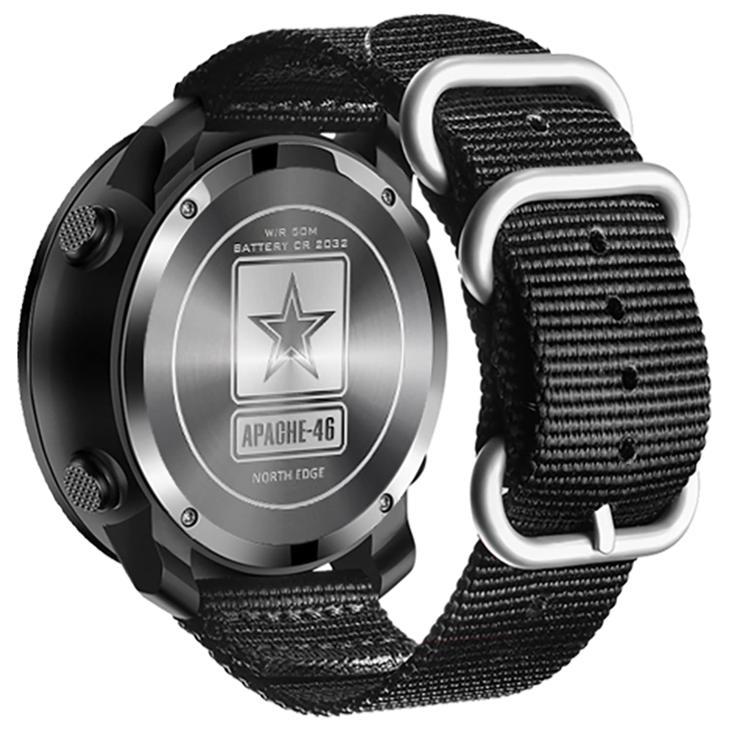Montre de sport tactique pour homme - Montre numérique de survie militaire avec boussole - Bracelet durable - Traqueur de pas, podomètre, calories, Noir