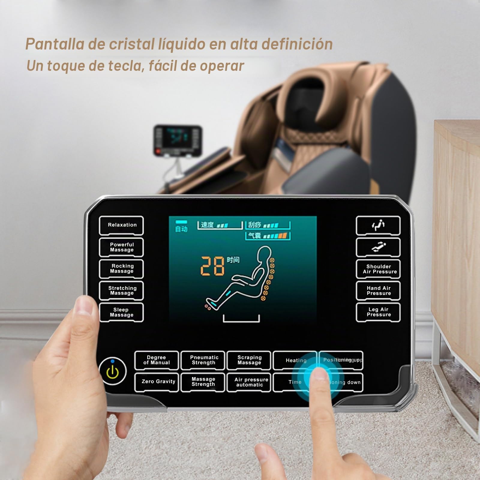Sillón de Masaje Corporal,Gravedad Cero con Pista SL y Calentamiento Estiramiento Yoga Intensidad Ajustable Apto para Uso Doméstico GH-A19(Bianco)