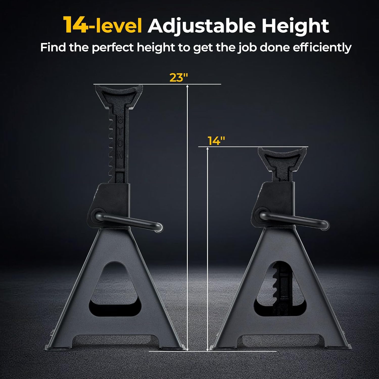 Goplus Jack Stands 6 Ton, 2 Pack 13,000 LBS Heavy Duty Metal Car Lifting Stands with 14”-23” Adjustable Lifting Height, Locking Handle, Floor Jack Stand for Car SUV