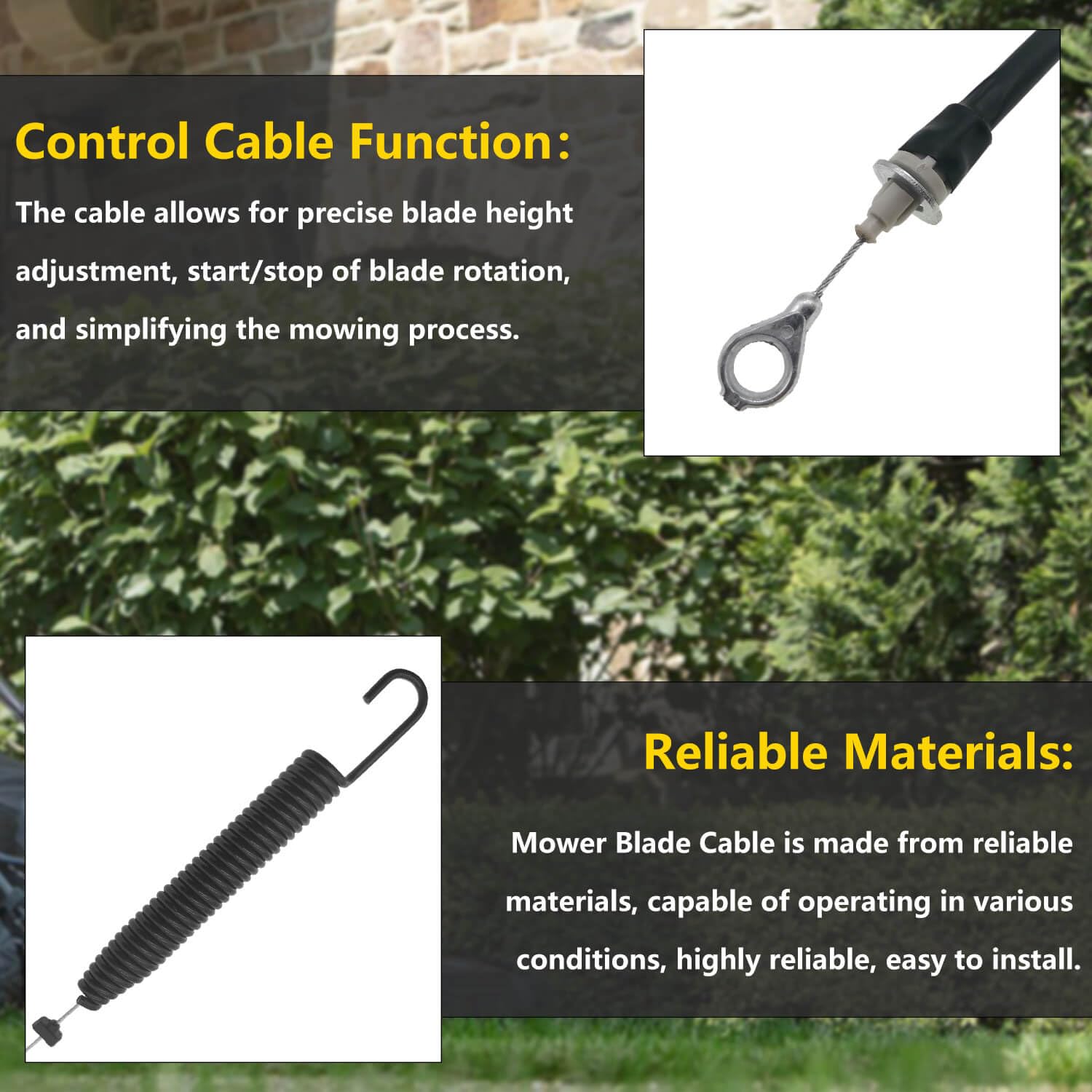 Cable de control de cuchillas de cortacésped 946-05250 746-05250, apto para CC 600 CC600 247397900 12ABW32G897 12ABW35T799 12ABW32G766 12ABW34K711 12ABW34K711 ABW62GR Cortacésped 766