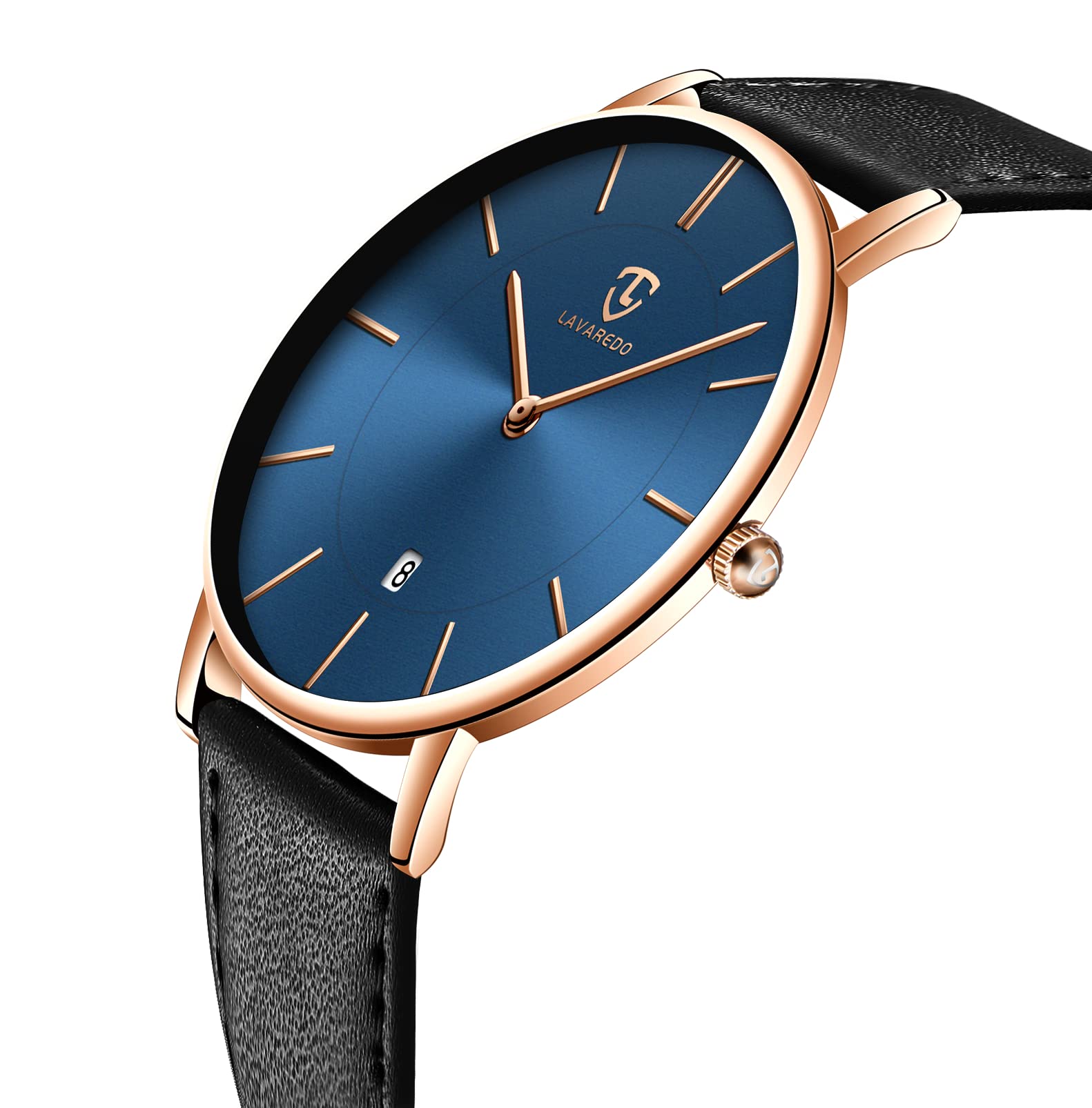 Mens Watches, Minimalist Fashion Simple Wrist Watch for Men Analog Date with Leather Strap