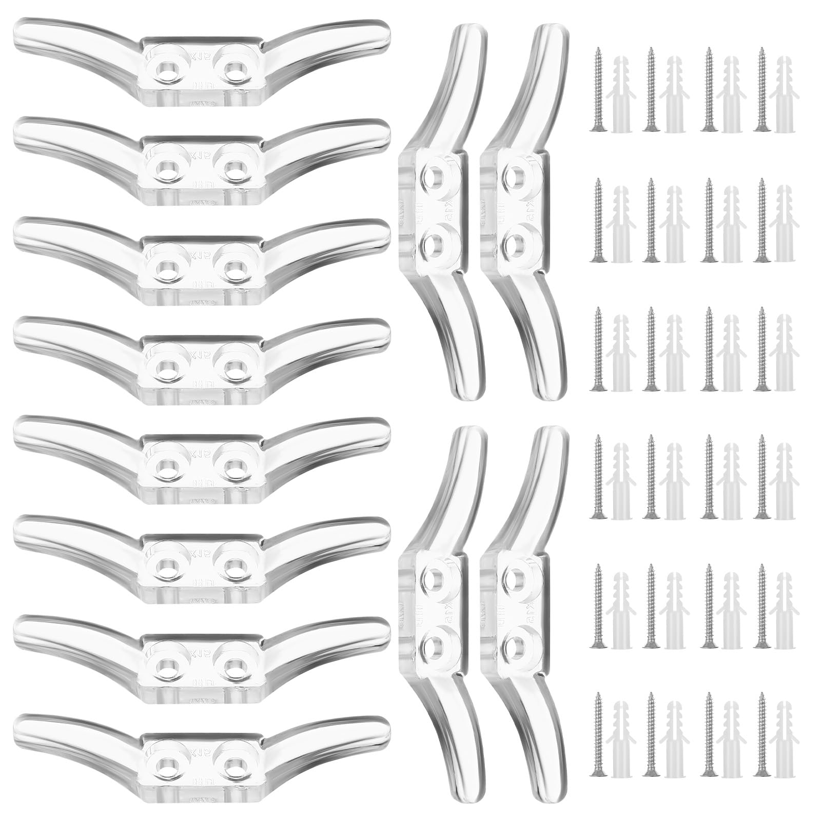 Ouligay 12 Pcs Blind Cord Holder Clear Cord Cleat Plastic Transparent Blind Accessories Hooks with Screws for Window Blinds Curtains Sun Shades Ropes Pull Rope Winders