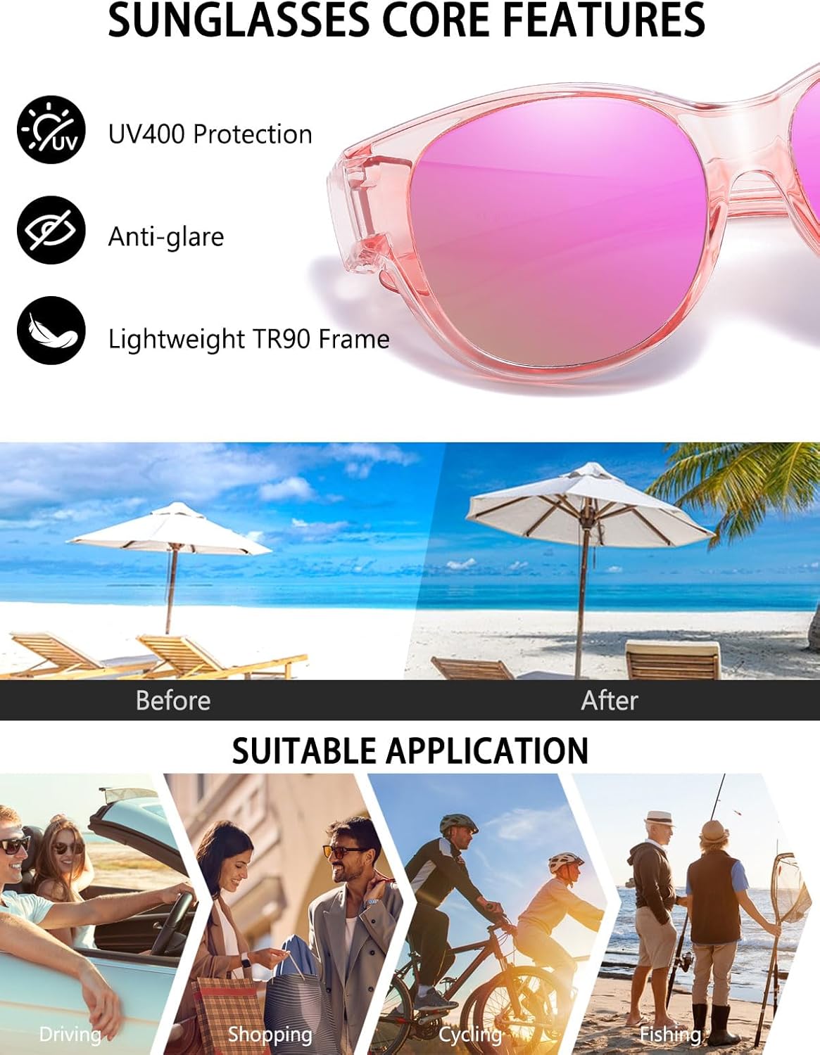 Wzerry Fit Over Sunglasses for Women, Polarized Over-Glasses Round Cat-Eye Shades with UV400 Protection - Image 4