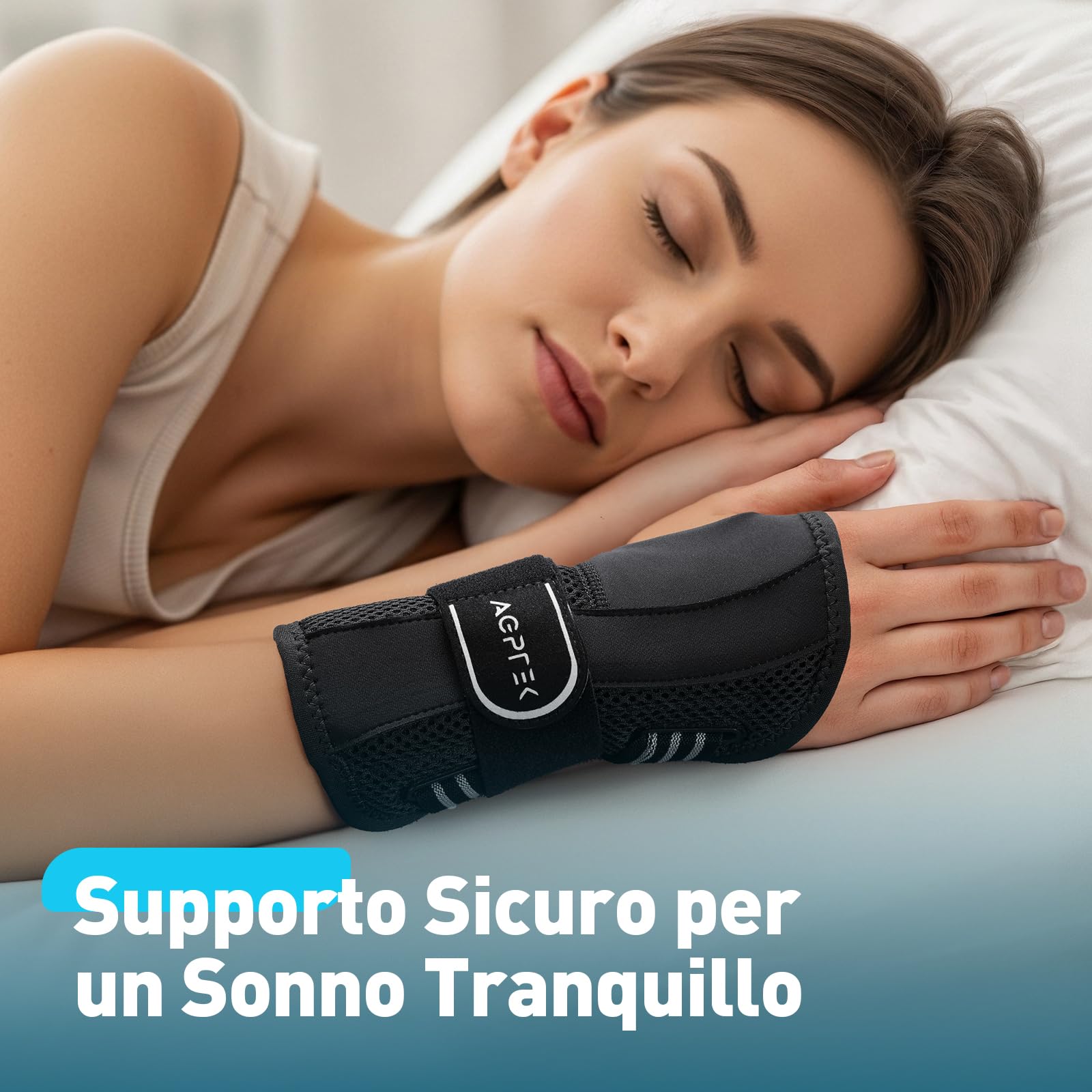 AGPTEK Tutore Polso Tunnel Carpale Nuovo – Fascia da Polso con Stecche di Supporto, Design a Strappo Facile da Indossare, Soluzione Conveniente per Dolore e Sostegno, Destro, S/M