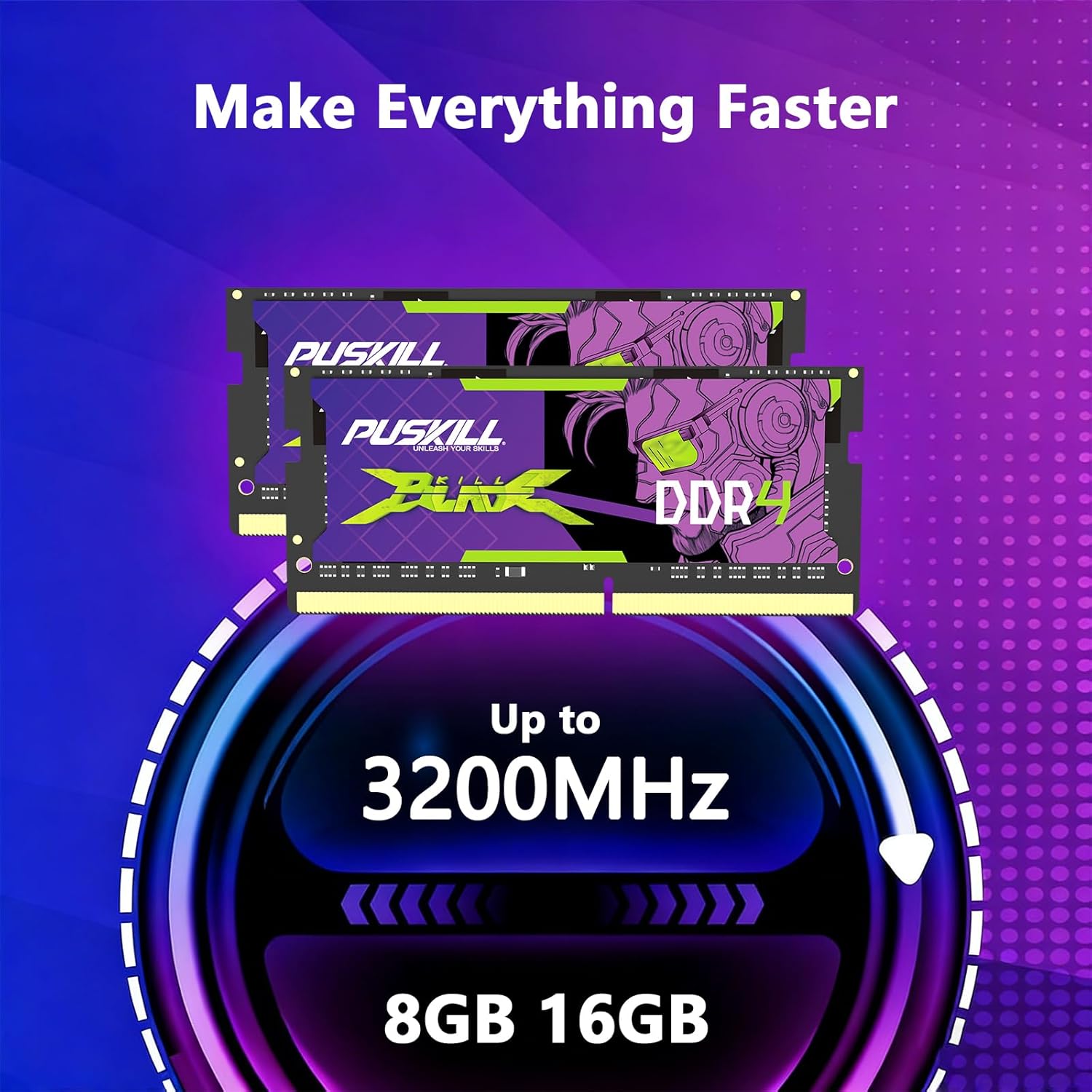 PUSKILL DDR4 Laptop RAM 32GB Kit (2x16GB) 3200MHz (PC4-25600) 260-Pin SODIMM CL22 1.2V - Plug and Play Upgrade for Gaming Laptops and Notebooks, Compatible with Intel & AMD