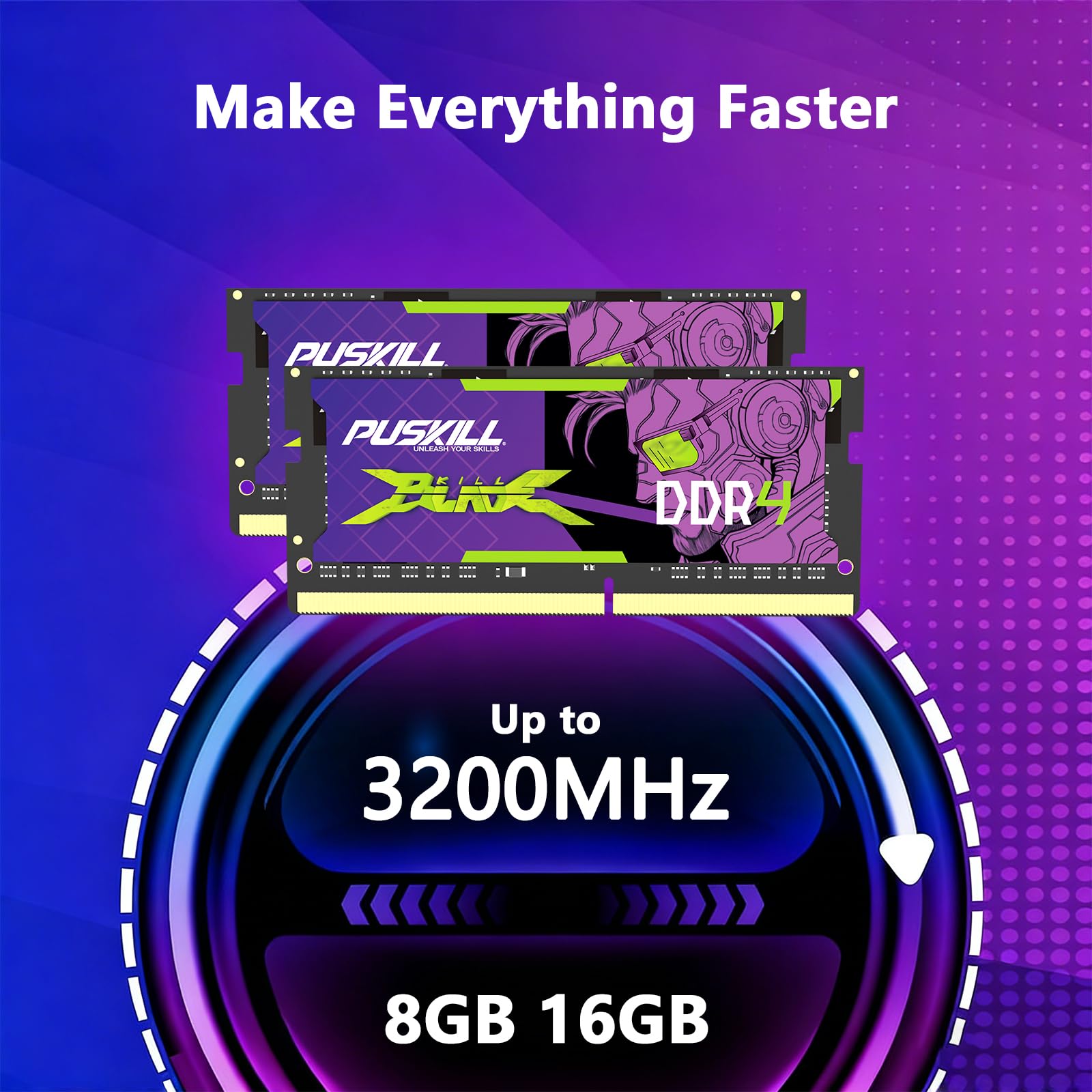 PUSKILL DDR4 Laptop RAM 32GB Kit (2x16GB) 3200MHz (PC4-25600) 260