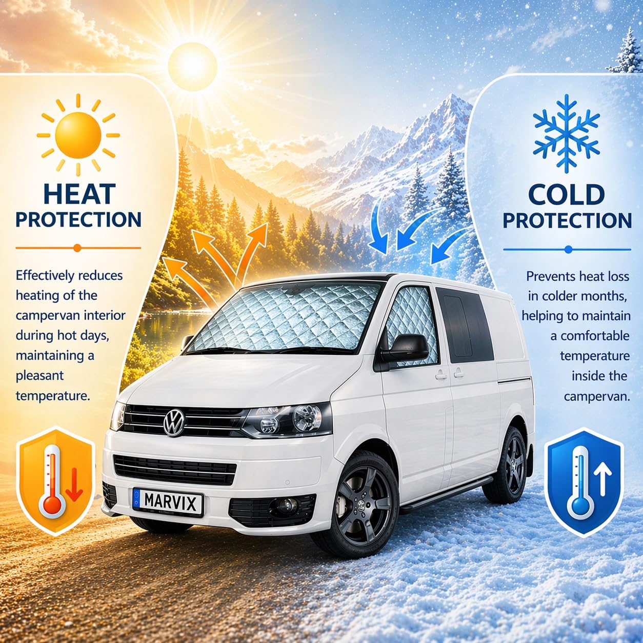 Stores thermiques internes Premium 9 couches – VW T5/T6