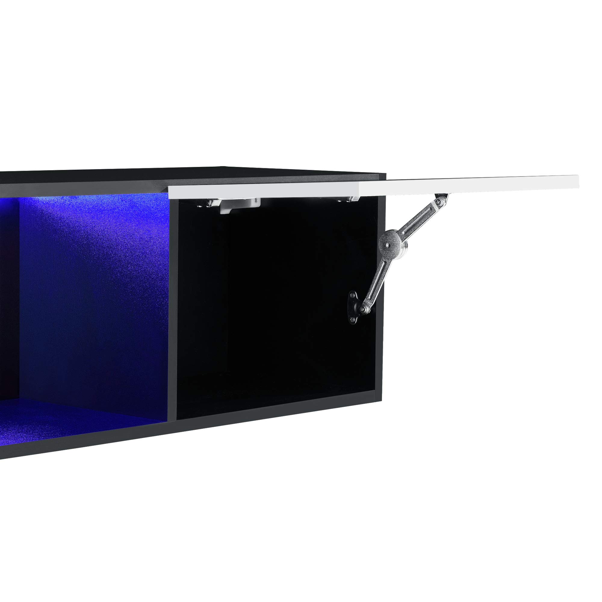 Armario de Pared Elegante con iluminación LED Azul 150 x 30 x 30 cm Mueble de Salón para TV Flotante Cómoda Consola 2 Puertas y un Estante para Almacenar Iluminación Interior