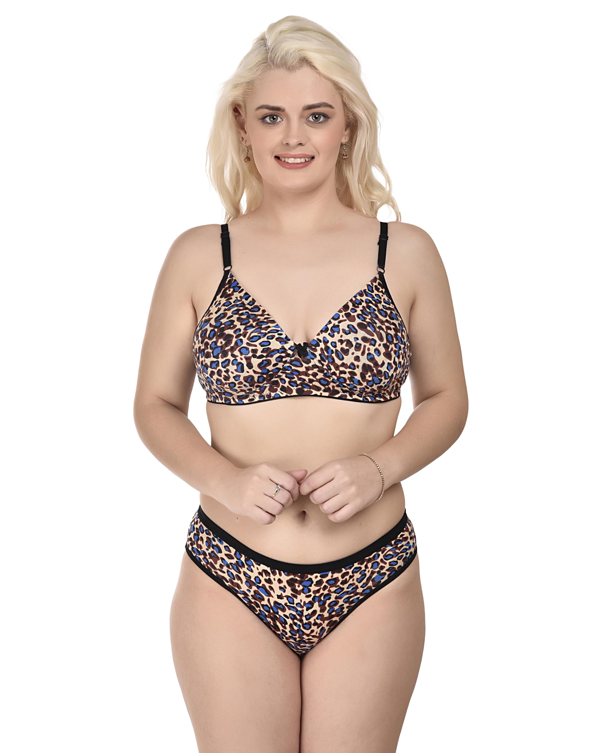 karly Women's Soft Lycra Tiger Printed Full Coverage | Comfortable Lightly Padded | Non Wired Sexy Bra Panty | Lingerie Set Honeymoon Bikni Set for Women & Girls (Set of 1)-picture-20