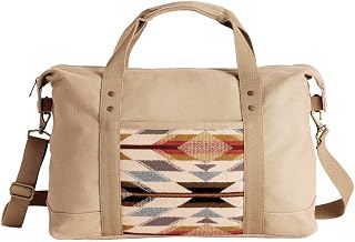 Wyeth Trail Weekender Bag, Beige Waxed Canvas, Water Repellent, Classic Duffle Style with Adjustable Strap, 22x12x8.5 Inches, for Travel