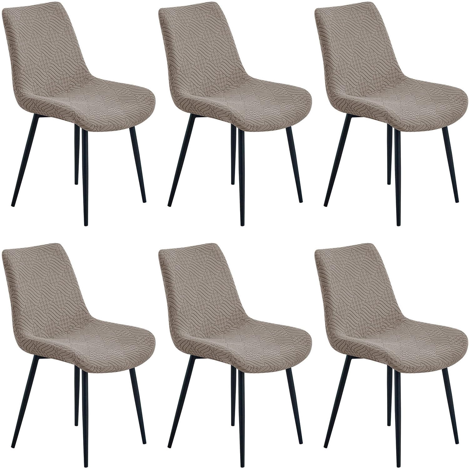 YOPOIY Shell Chair Covers Stretch Curved Back Dining Chair Slipcovers (Khaki,6 PCS)