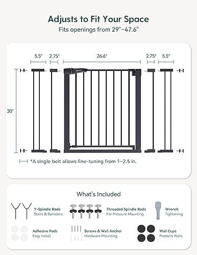 Miniatura 6 de Babelio Puerta de metal con cierre automático PressGuard P7, puerta extra ancha para mascotas para la casa y las puertas, puerta para niños montada