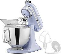 Vista 117 de KitchenAid KSM150PSAC Artisan Series - Batidora de pie con capacidad de 5 cuartos o 4.7 litros, incluye escudo vertedor Azul hielo
