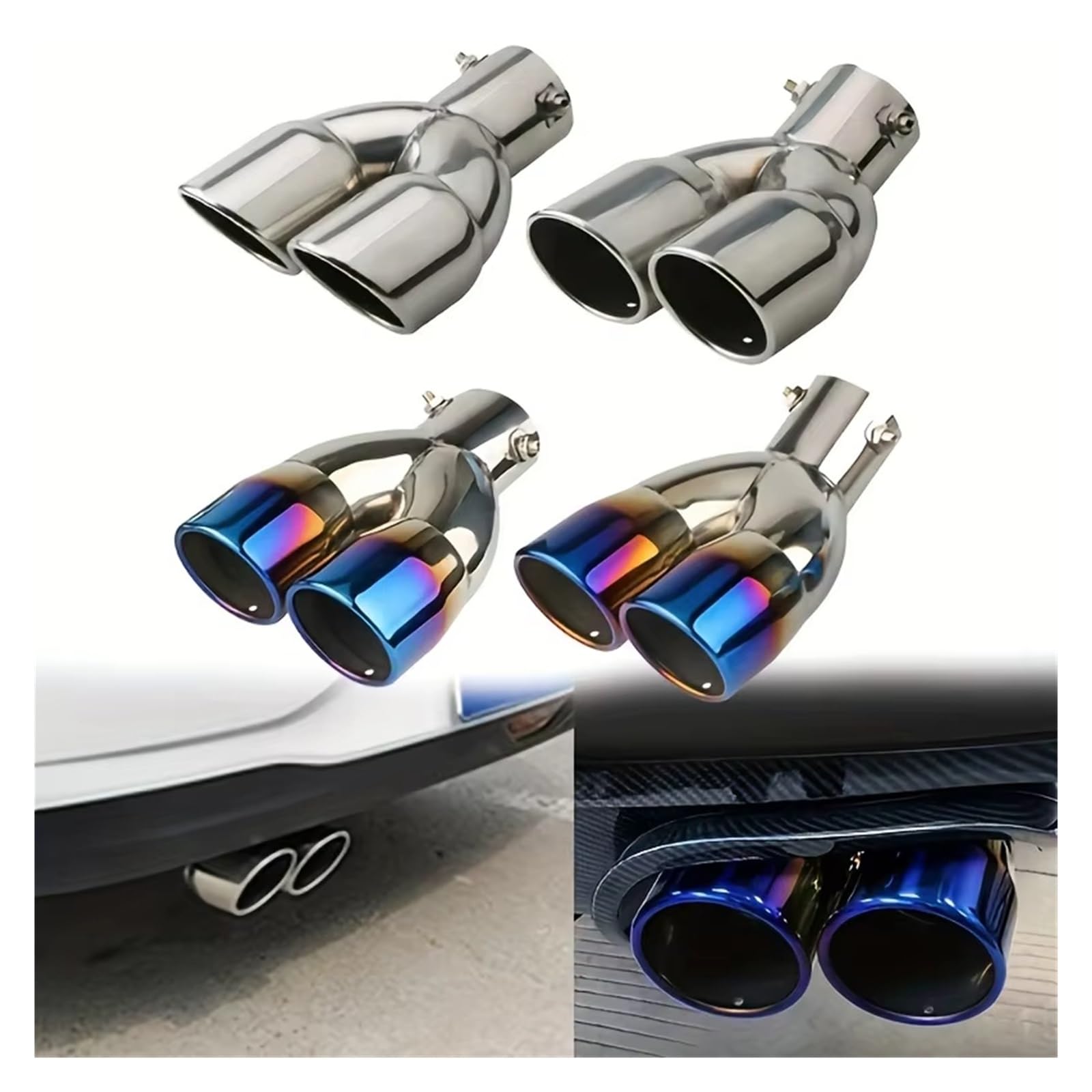 Tubo Scarico Auto Modifica Auto Tubo Scarico Doppio Decorazione Universale Versione Ispessita Terminale Marmitta