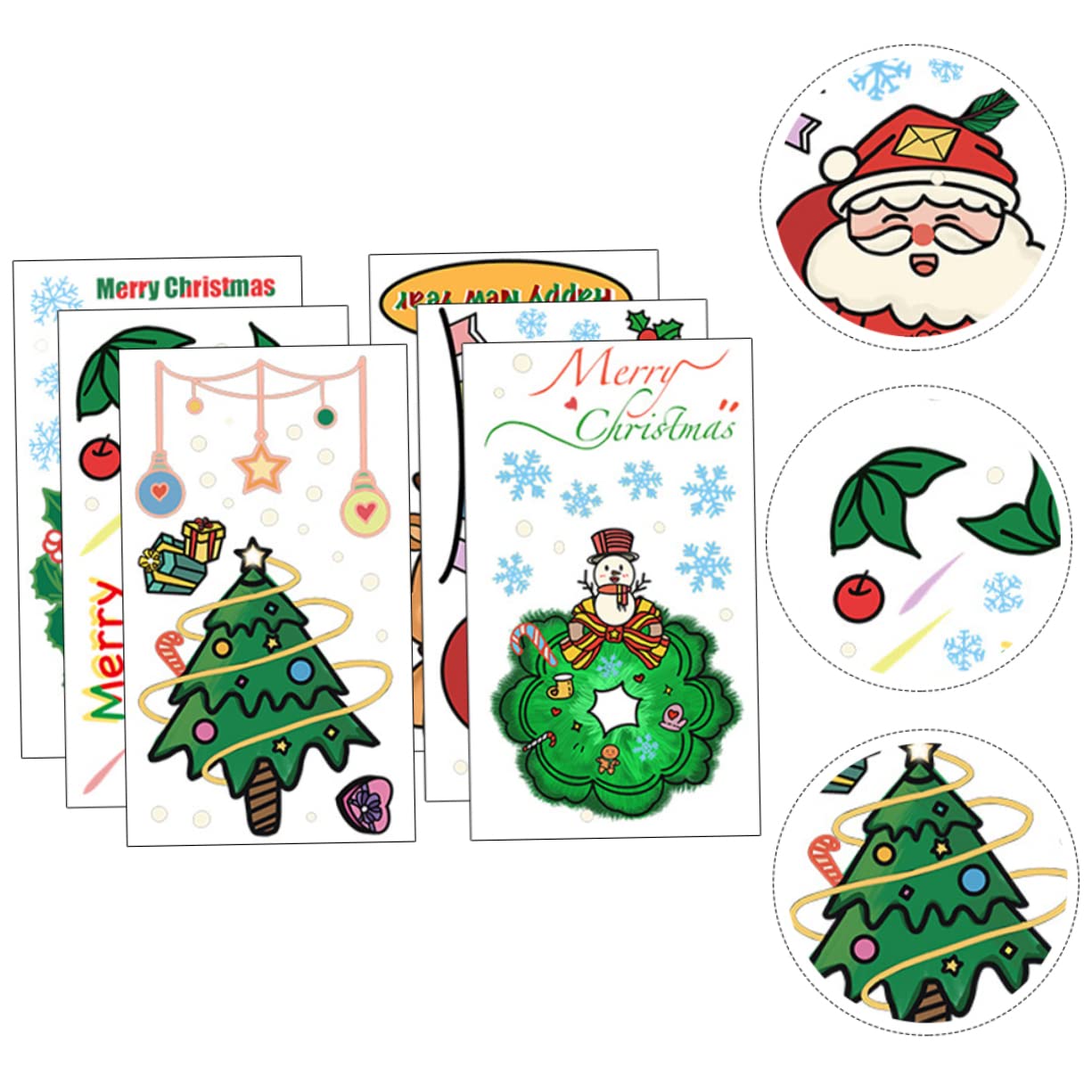 OSALADI 18pièces Stickers Muraux De Noël Autocollants De Décoration De Fenêtre Avec Motifs De Père Noël Sapin Et Rennes Décorations De Fête à Coller Sur Surfaces Lisses