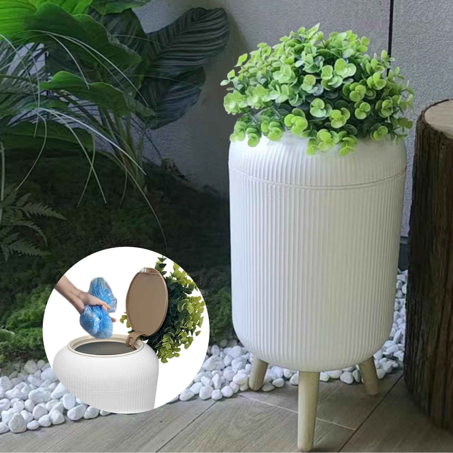 Yatmung Dog Poop Trash Can Outside 2.5 Gal Outdoor Poop