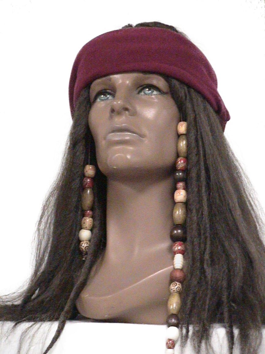Deluxe Dark Brown Pirate Wig Jack Sparrow Captain Hook Buccaneer Costume Wig (Dark Brown)