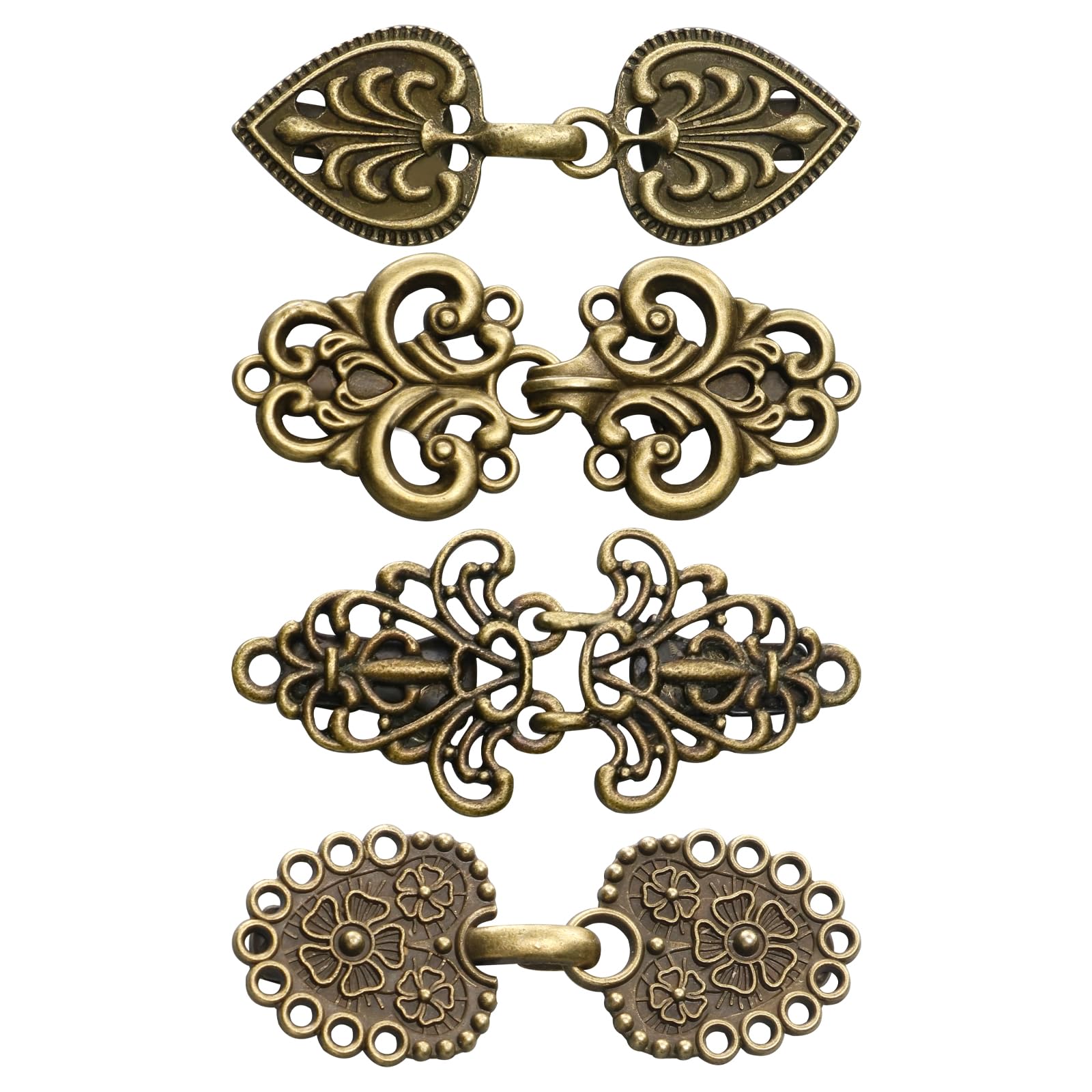 4 Pieces Vintage Sweater Clips, Sweater Clips for Cardigans to Hold Sweater Together, Shawl Collar Clasp Dress Shirt Brooch Clip&amp;Dress Clips Back Cinch