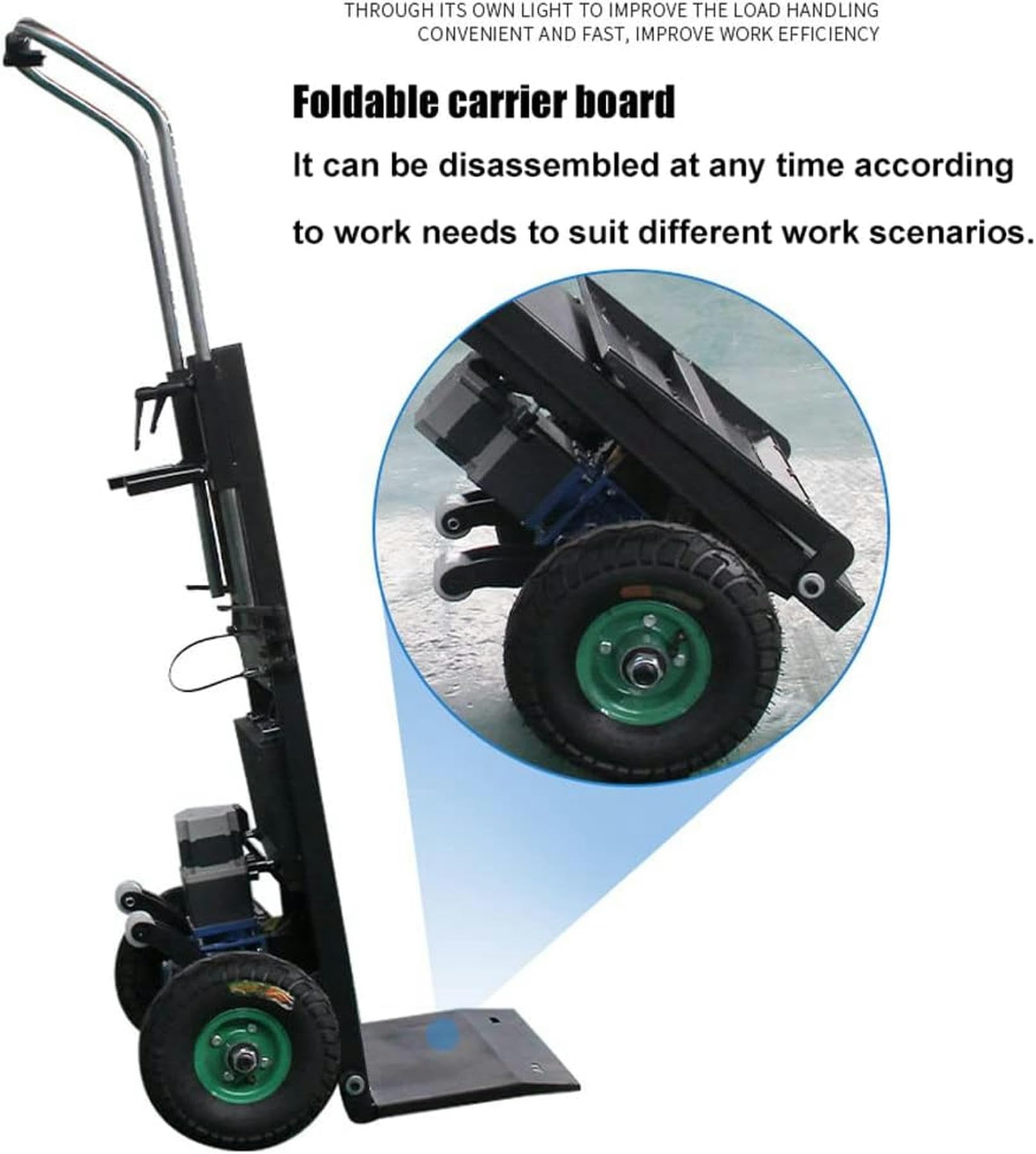 Carrello elettrico per salire scale, carrello manuale pieghevole per risparmiare manodopera con un carico di 180 kg, carrello su e giù per le scale con motore brushless silenzioso da 400 W/n