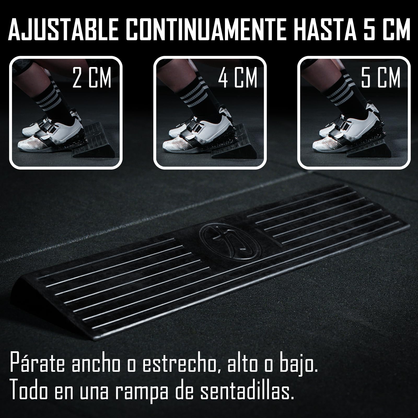 Strength Shop Bloque de cuña Sentadillas con Guía de Posición, Caucho Sólido (4kg), Cuña Antideslizante para Mayor Movilidad, Ideal como para Slant Board, estirador de pantorrillas & Co.