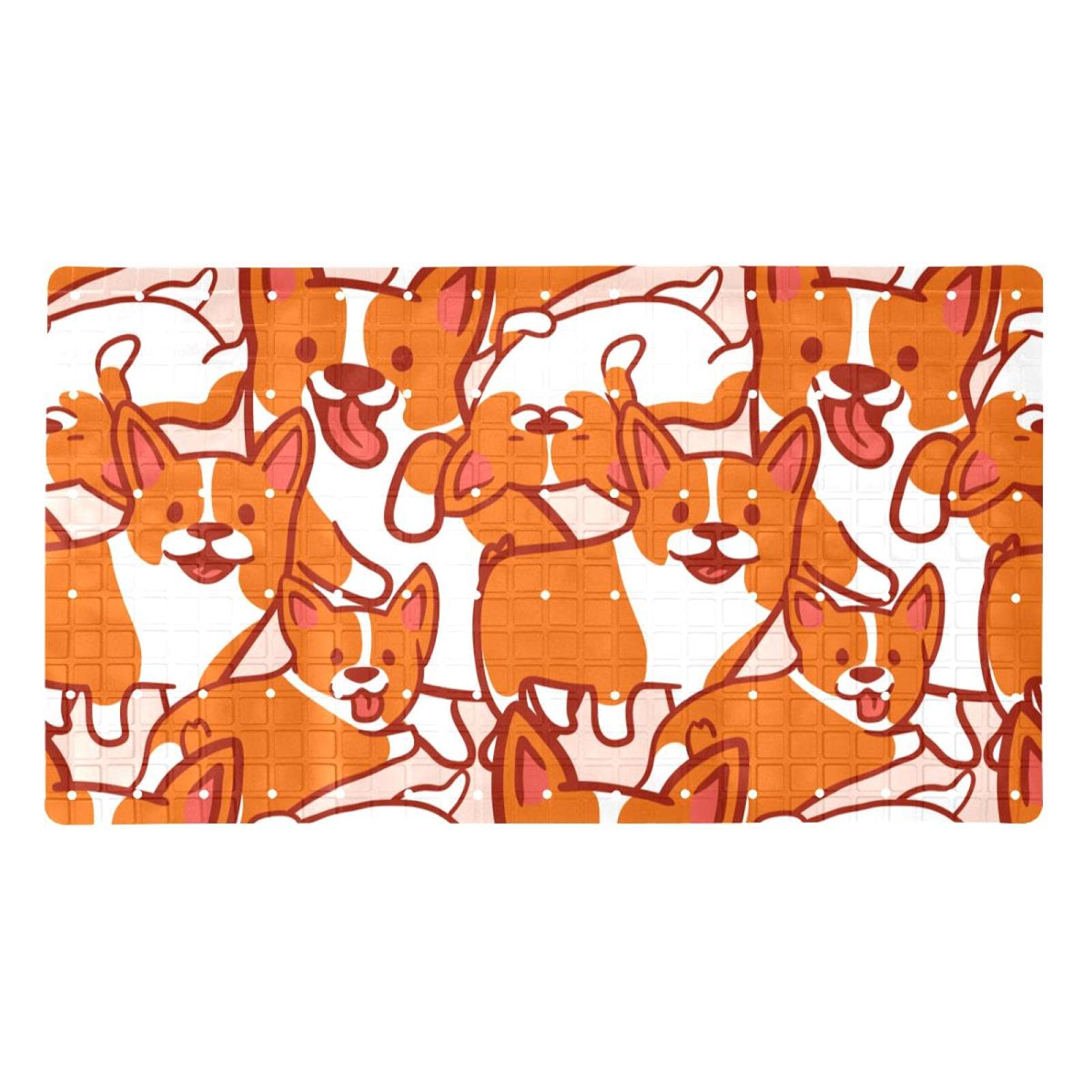 Tapis de bain Corgi antidérapant orange 71x40 cm avec 120 ventouses de douche
