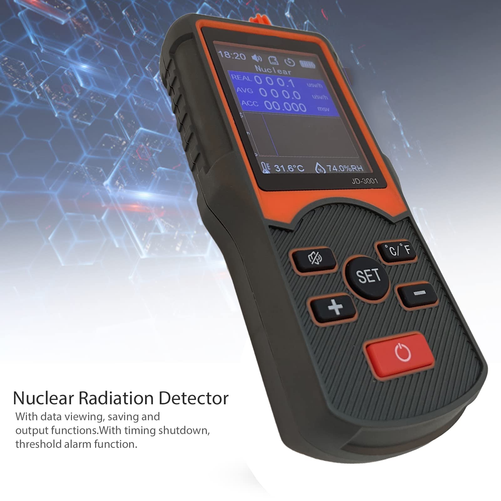 Detector de Radiación Nuclear Contador Geiger con Carcasa de ABS y Batería de 2000 MAh Dosímetro Digital con Medidor EMF Respuesta 3 S para Monitoreo de Construcción Médica Industrial