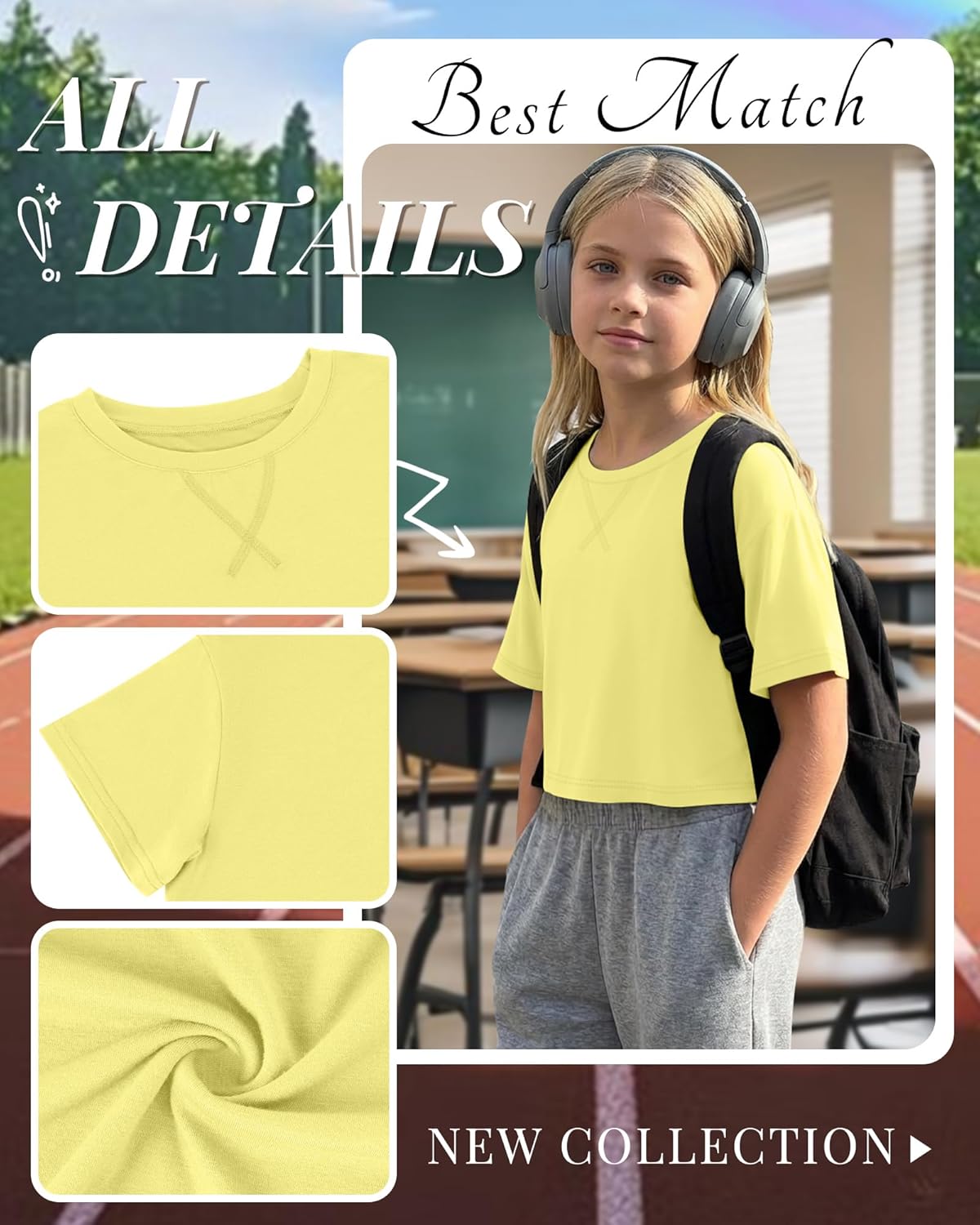 4 Pack Girls Crop Tops 5-14Y Short Sleeve T-Shirts Tween Crew Neck Teen Oversized Cute Cropped Summer Athletic Tee