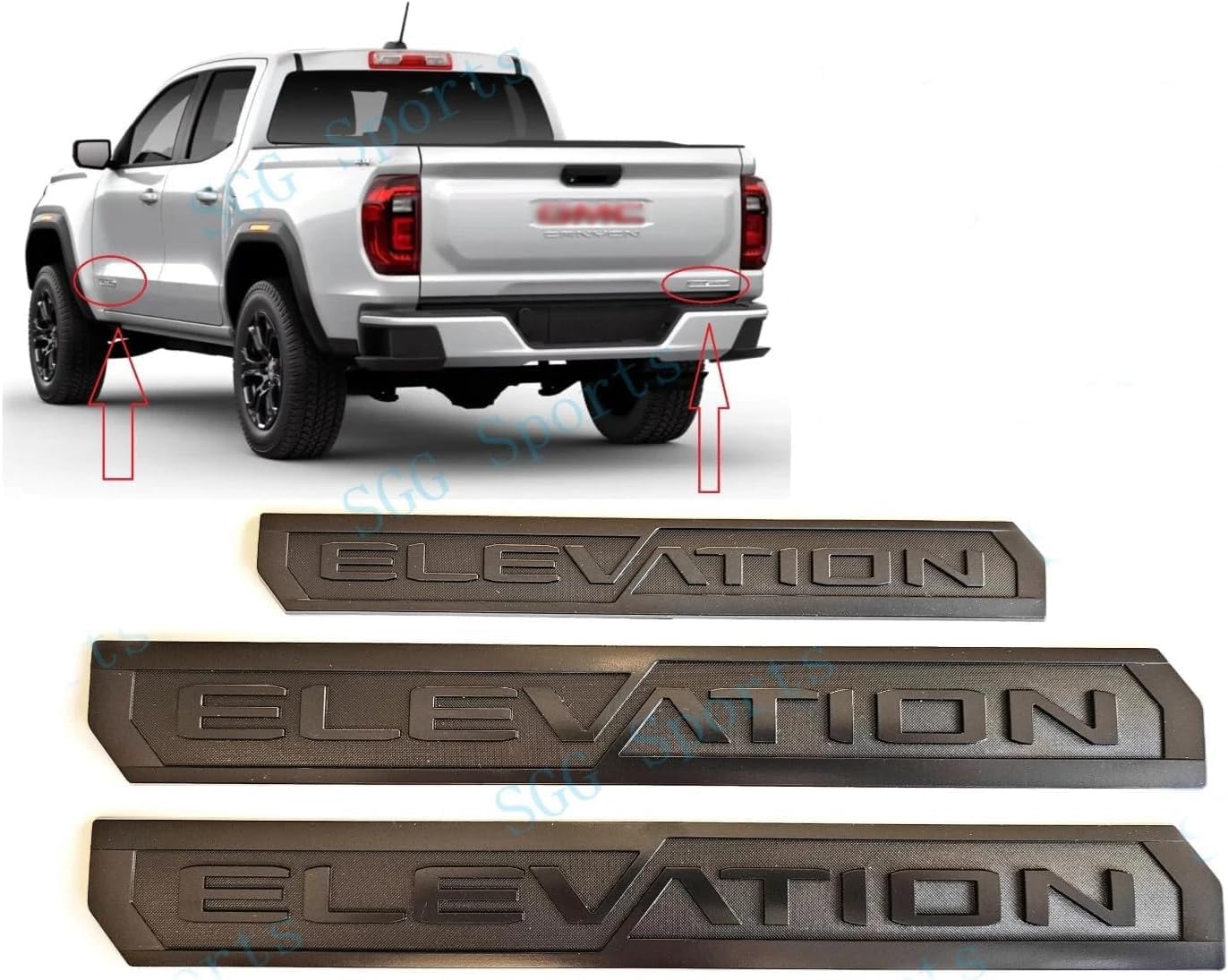 3Pcs Elevation Emblems Badge Door Rear Decal Nameplate Sticker Compatible with 2023-2025 Canyon (Matte Black)