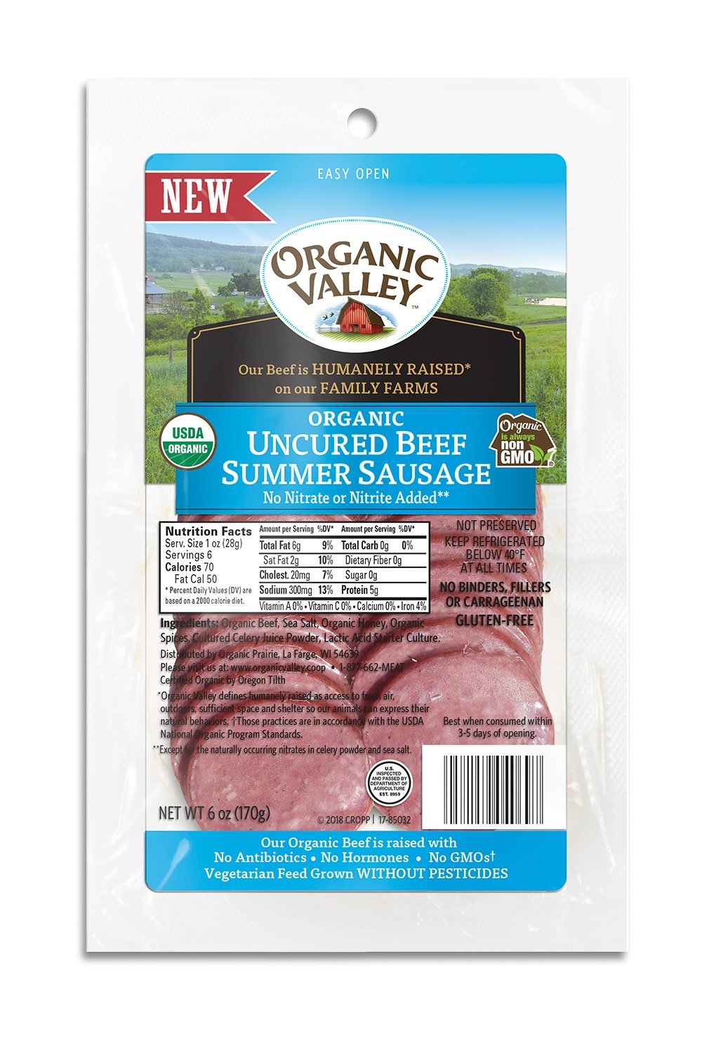 Organic Valley Uncured Organic Beef Summer Sausage Slices