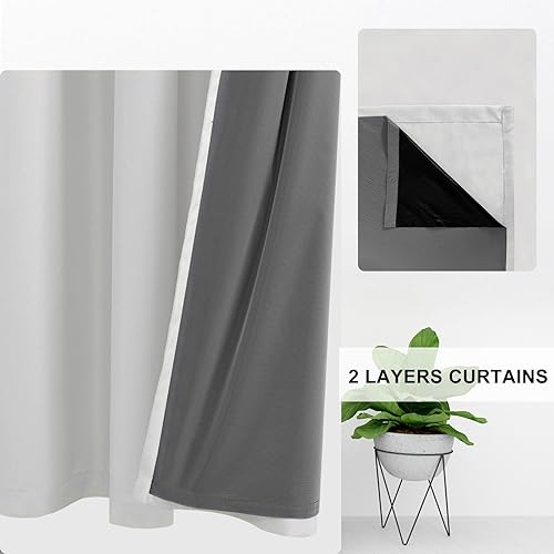 Miniatura 3 de DWCN Cortinas 100% opacas de 84 pulgadas de largo para dormitorio, con aislamiento térmico, a prueba de sonido, cortinas opacas completas, 2 paneles