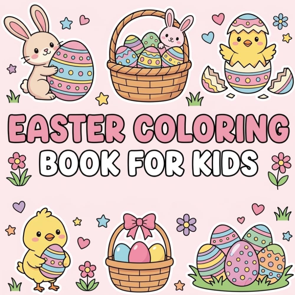 Easter Coloring Book for Kids: Cute and Bold Easter Designs with Bunnies, Chicks, Eggs, Baskets, and Simple Spring Pages for Kids